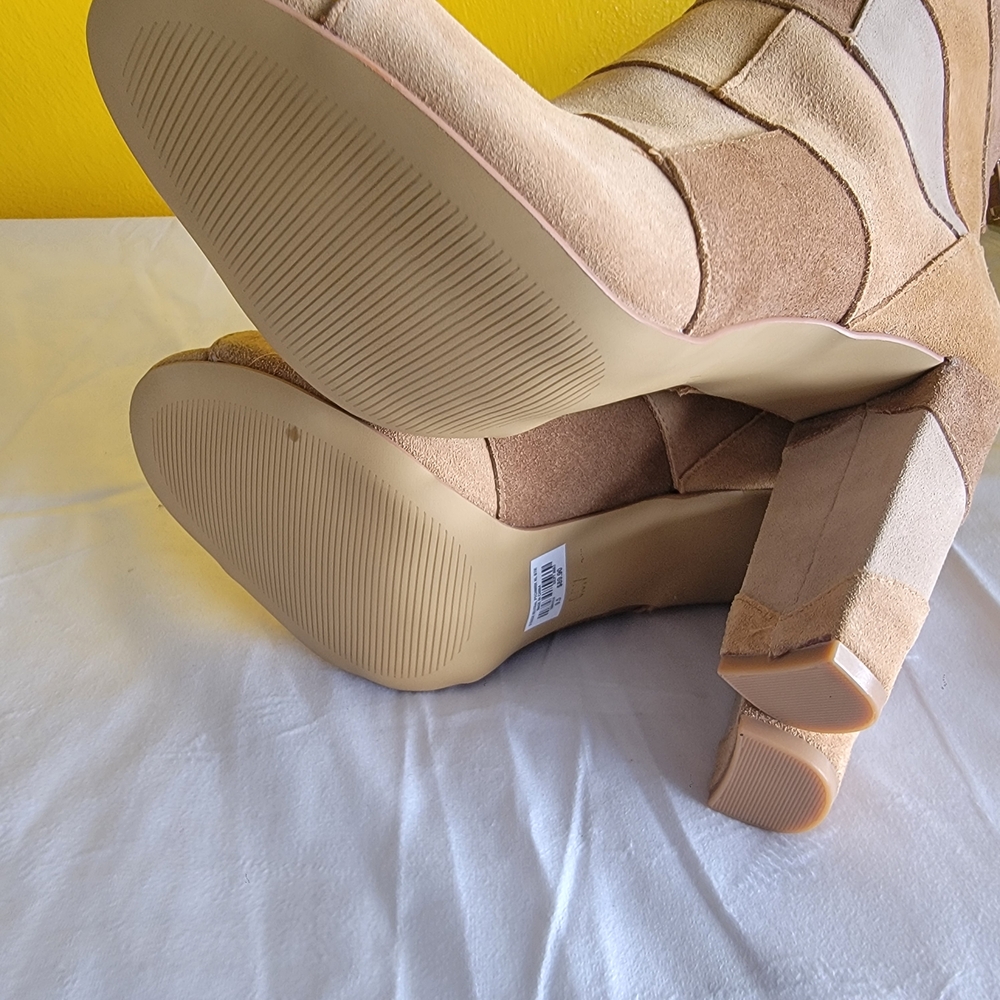 torrid Patchwork Suede Open-Toe Ankle Booties in … - image 4